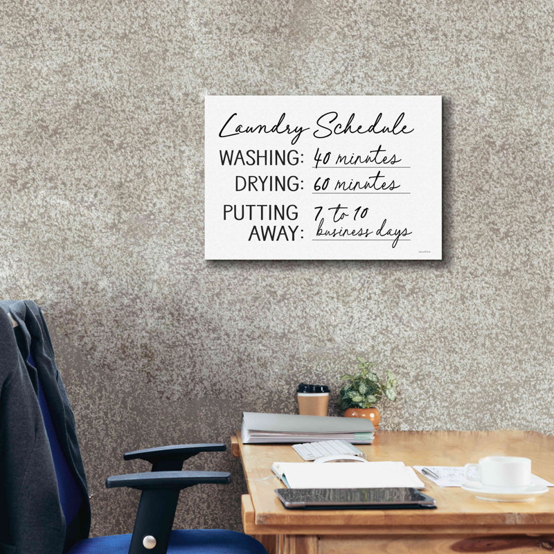 Harmina " Laundry Schedule " Print, 18" H x 26" W x 0.75" D