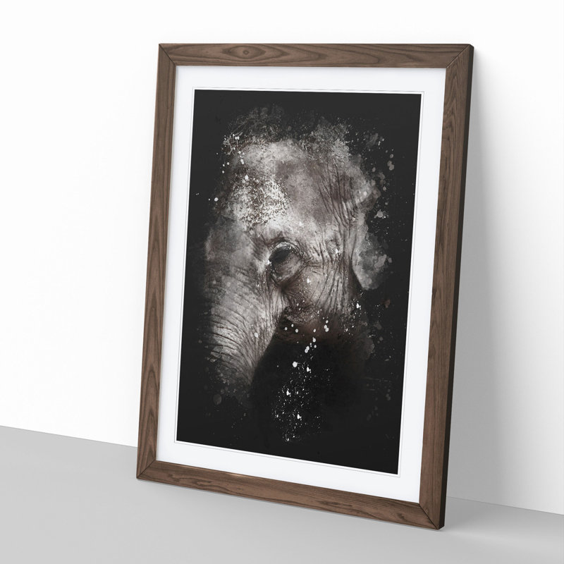 Elephant Vol.3 Paint Splash - Picture Frame Graphic Art, 36cm H x 27cm W x 2cm D, Walnut