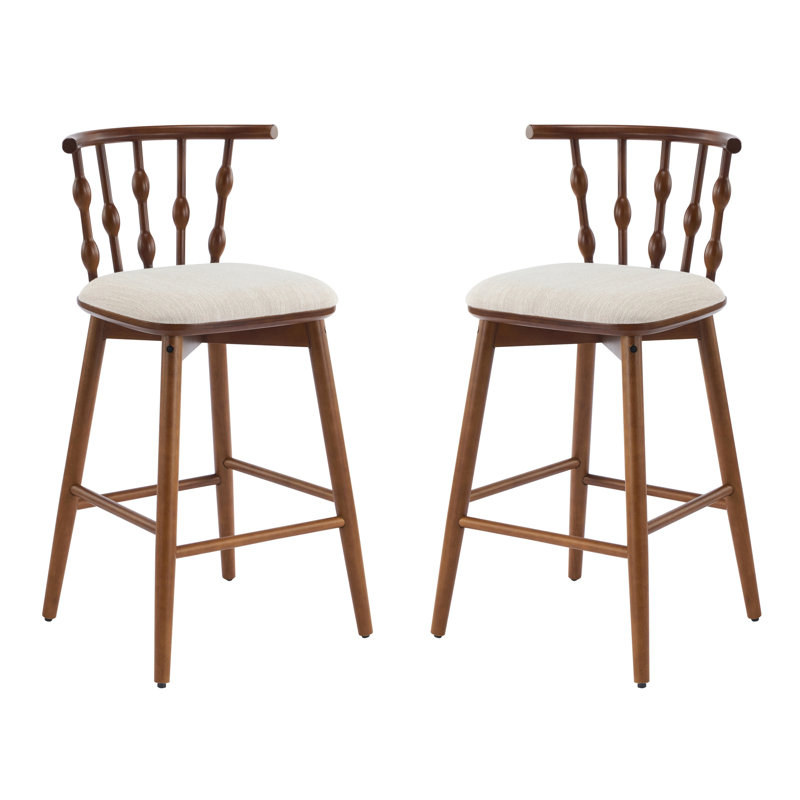 Tabouret de bar d'intérieur en bois Doria, ensemble de 2, Walnut