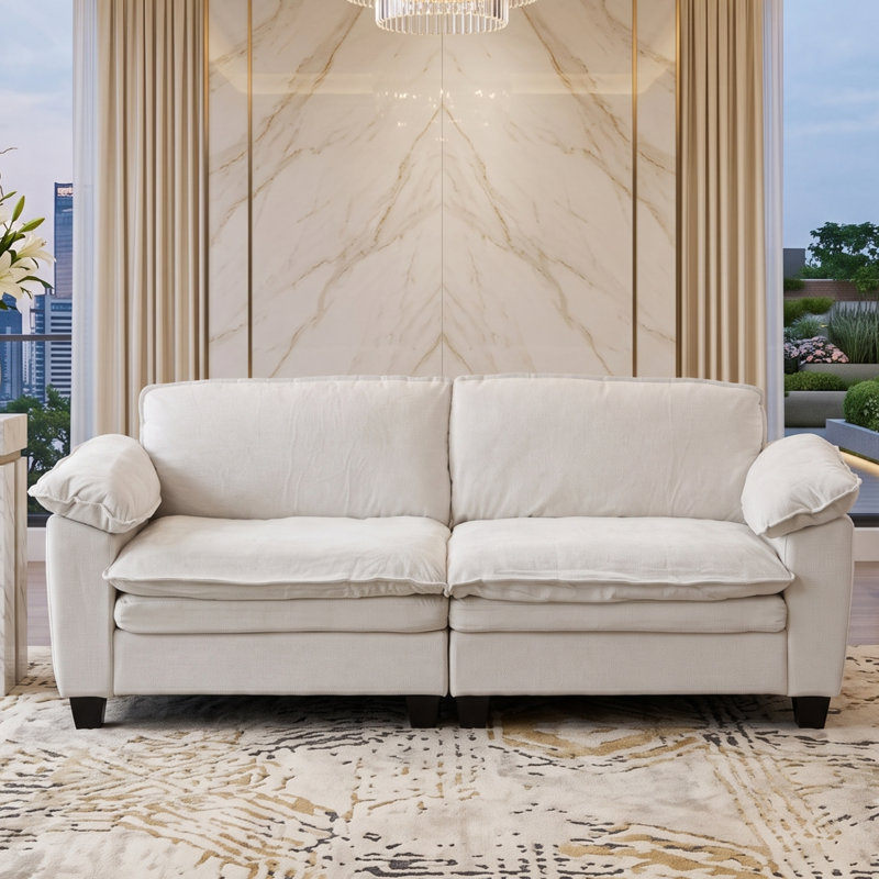 Canapé moderne en chenille, canapé modulable à assise profonde avec housses de coussin amovibles et lavables pour salon