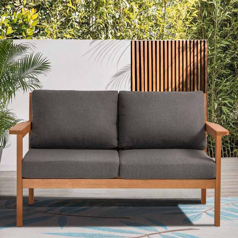 Lanie 53" Eucalyptus Outdoor Loveseat, Gray