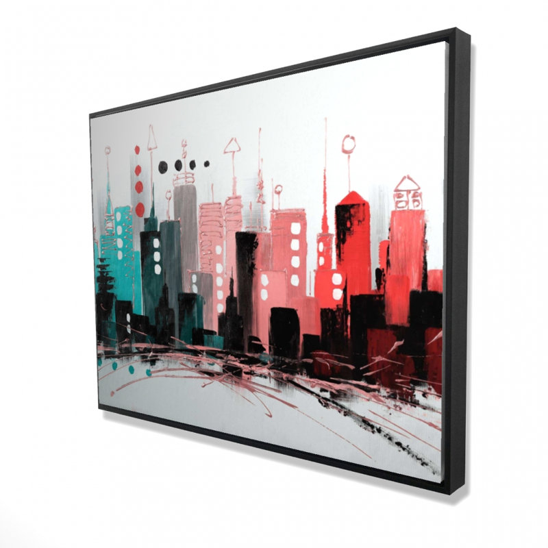 Paysage urbain avec impression de couleurs or rose sur toile
