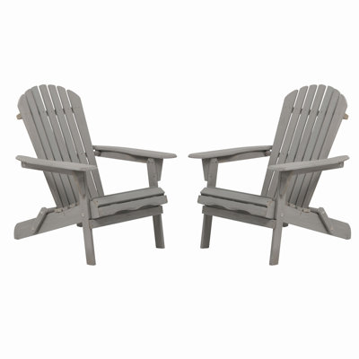 Ensemble de 2 chaises Adirondack pliantes en bois pour l'extérieur avec chaise de patio en bois pré-assemblée pour terrasse