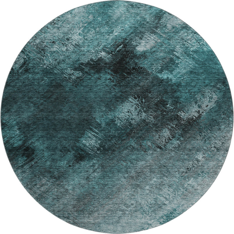 Tapis bleu sarcelle Premium Cerrito AMF590, Rond 8 pi