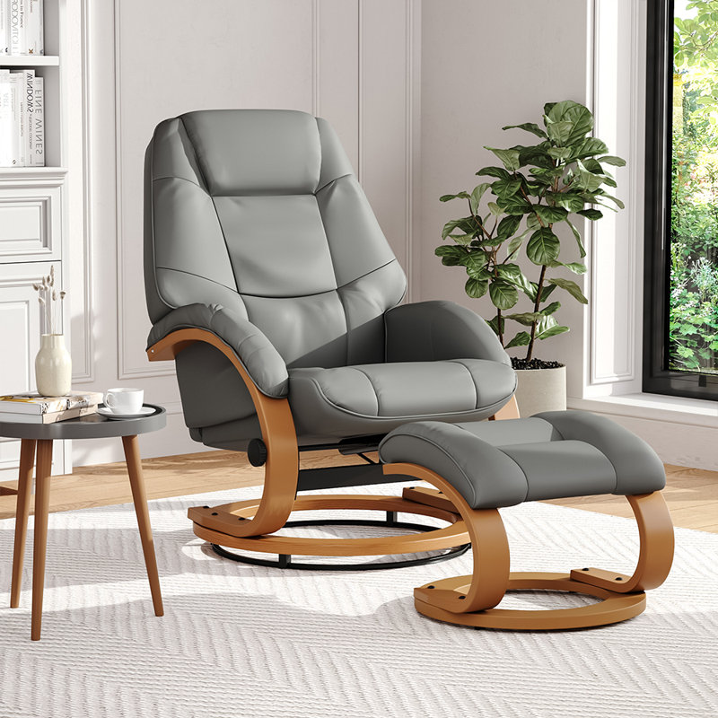 Adrienna Ergonomic Executive Office Reclining Chair with Footstool, Grey