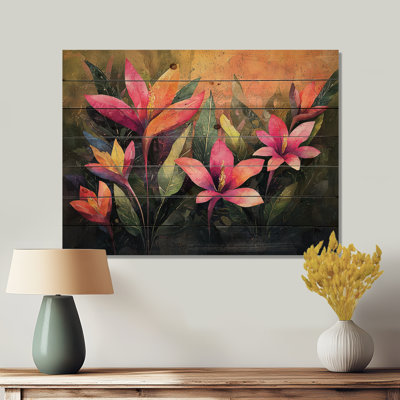 «Vintage Birds Of Paradise», symphonie tropicale I - oiseaux du paradis, art mural sur bois de pin naturel