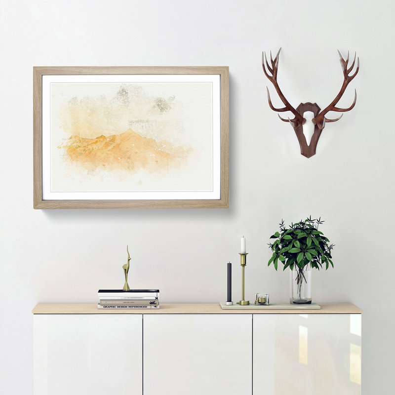 Distant Mountain in Abstract - Picture Frame Graphic Art Print, Oak Framed, 36cm H x 48cm W x 2cm D