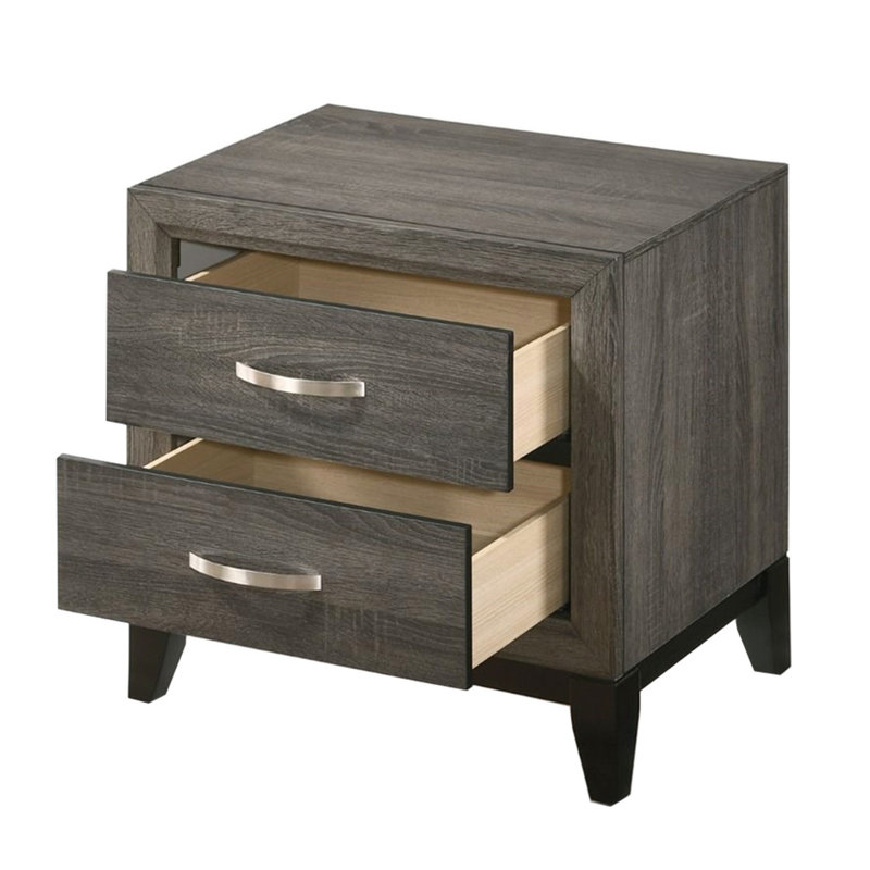 Table de chevet de chambre à coucher en gris avec 2 tiroirs
