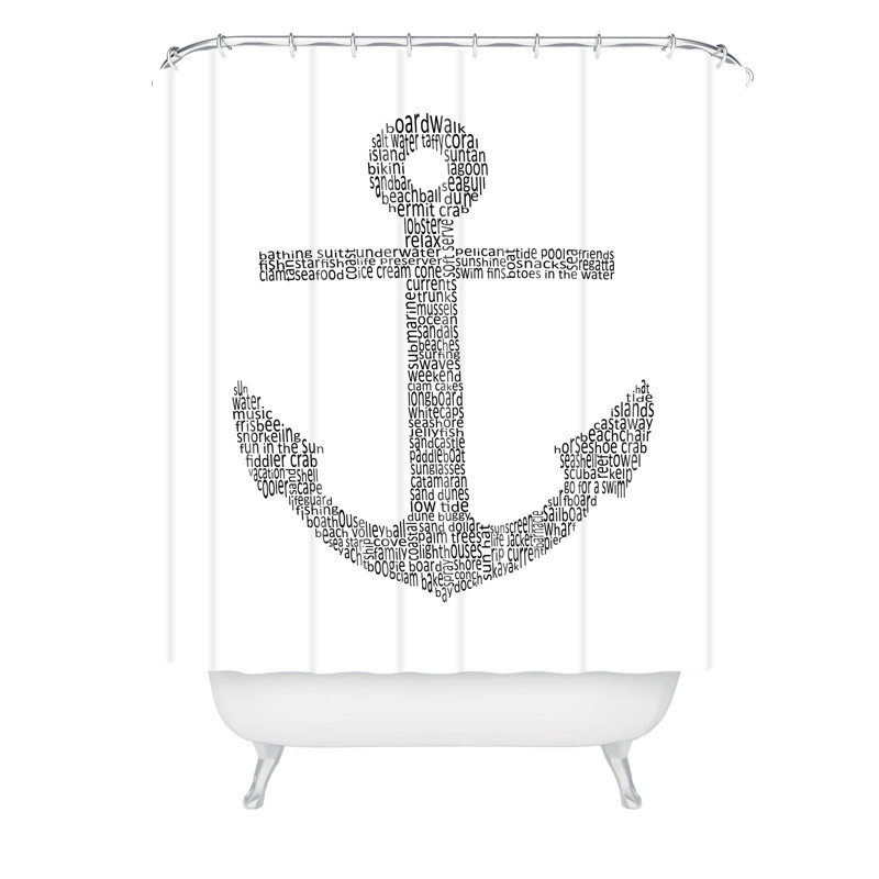 Rideau de douche simple à imprimé word restudio anchor