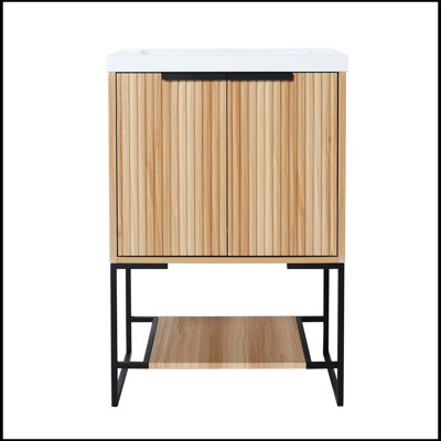 24 Inch Freestanding Bathroom Vanity With Resin Basin With its timeless design, the soft-close door dresser 