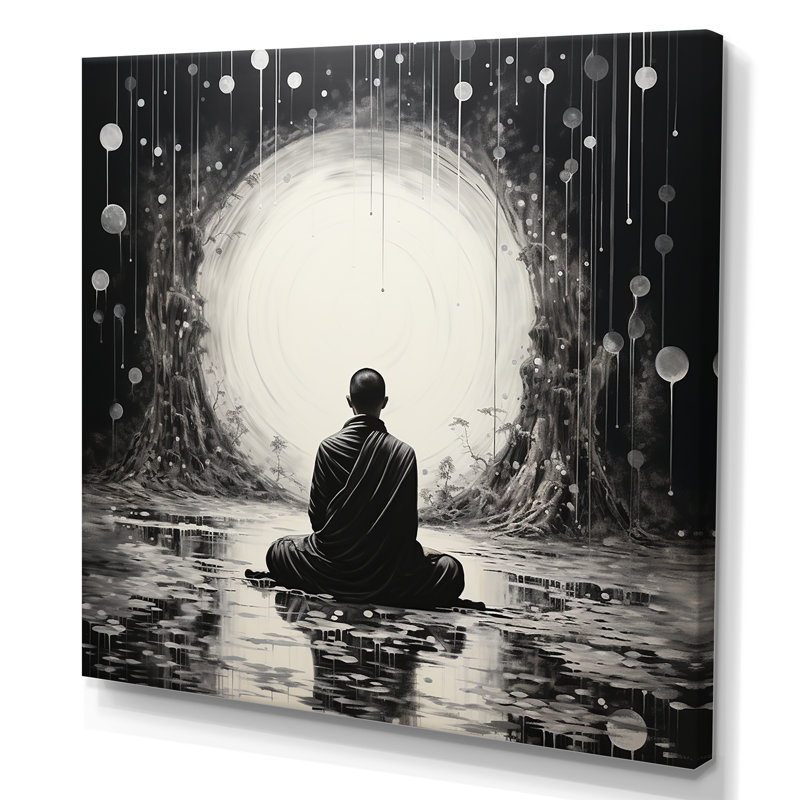 Statue de bouddhisme zen sur toile, H 30 po x l 30 po x P 1 po, Toile tendue