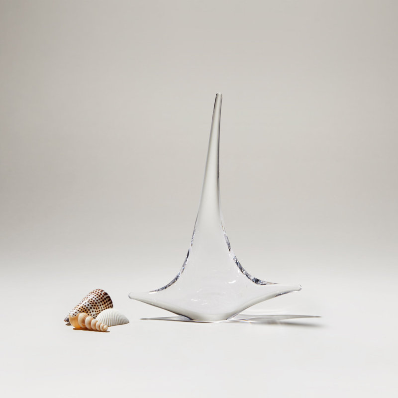 Handmade Glass Sailboat Figurine, 11" H x 9" W x 9" D