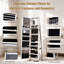 3-in-1 Jewellery Cabinet, Lockable Jewellery Armoire Storage Unit with Full-Length Mirror and Display Shelf, Home Bedroom Dressing Room Cosmetics Jewellery Organiser, 360° Swivel, White