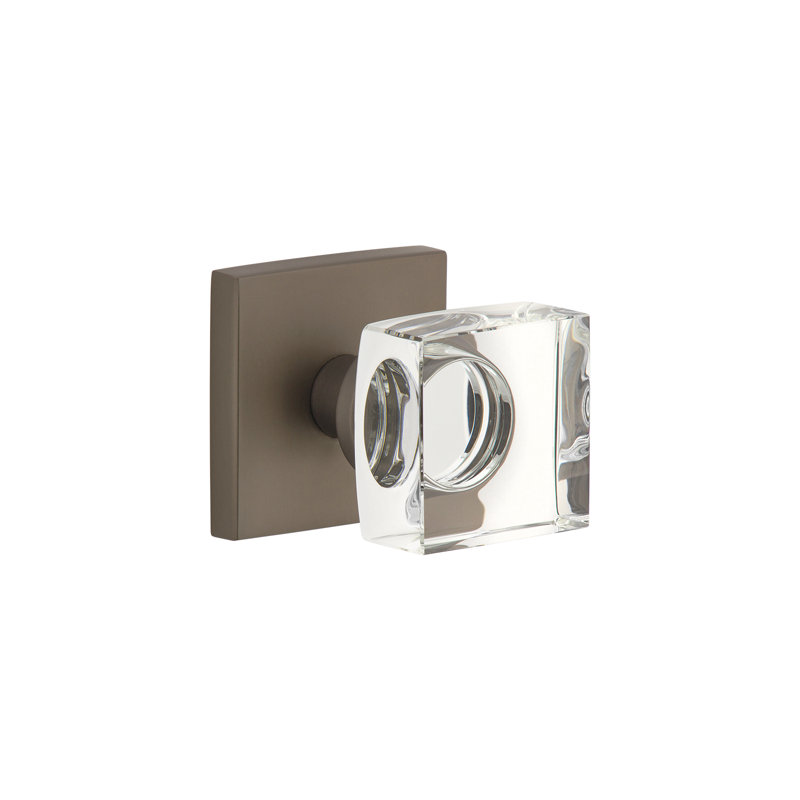 Viaggio Quadrato Rosette Passage With Quadrato Crystal Knob In Bright Chrome, Titanium Grey
