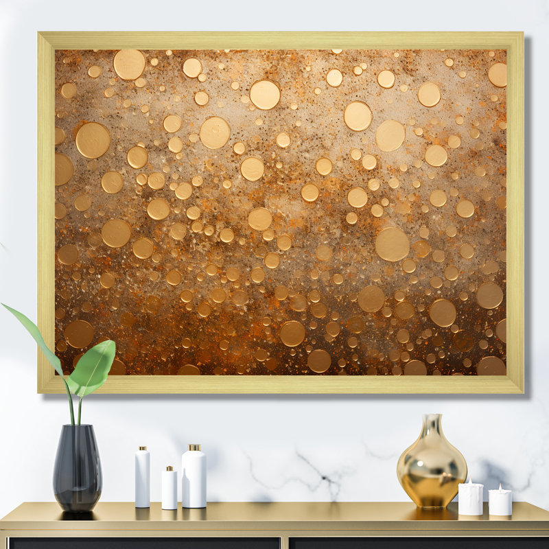 " Gold Perlages Pulse ", 12" H x 20" W x 1" D, Gold Picture Framed