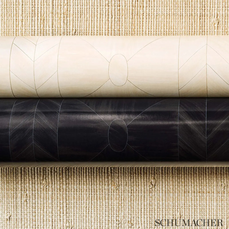 Schumacher x Celerie Kemble Bone Frame Wallpaper, Navy Blue