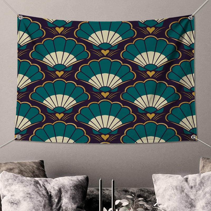 Tapisserie murale Art Deco, 50in H x60in W with 4 Grommets