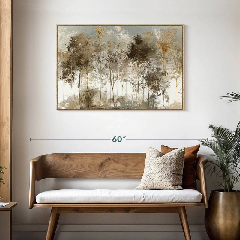 Forêt noire luxuriante, Cadre flottant en bois naturel, 43 po x 29 po