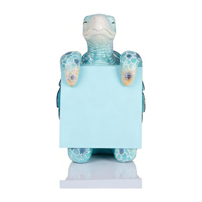 Blue Handmade Resin Sea Turtle Pop-Up Sticky Note Dispenser for 3×3 Inch Notes, Includes 100 Sheets