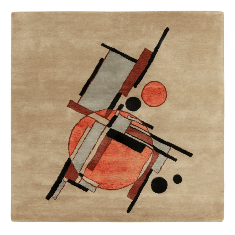 Hand Knotted Wool Abstract Area Rug, Rectangle 10' x 14'