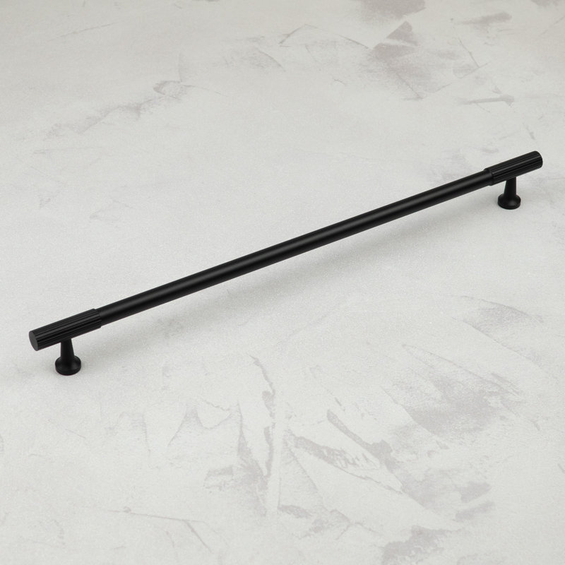Matt Black Reeded Knob, 320mm Handle