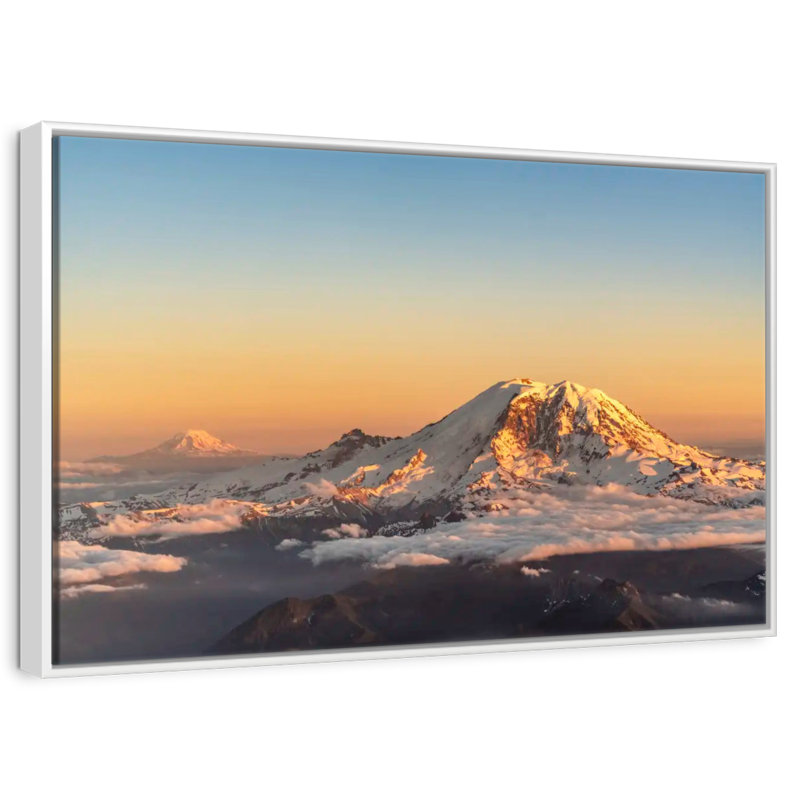 Winter Cascade Range, Floating Frame White, 31" X 21"