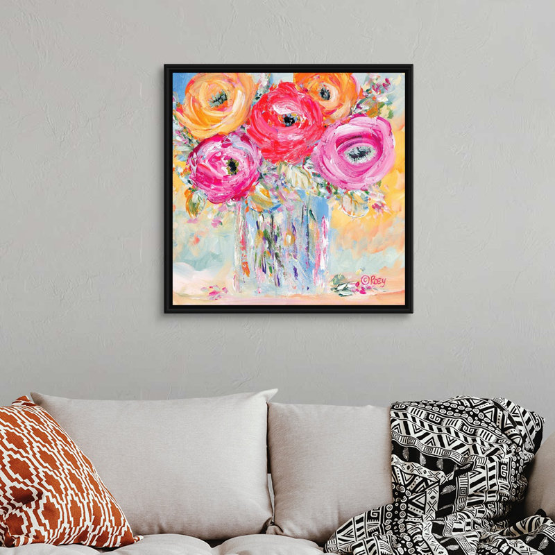 Reproduction d’art sur toile « burst of Bloom » par Robby Ebert, Impression encadrée, H 32 po x l 32 po, Noir