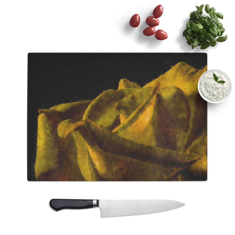 Yellow Rose Flower Vol.2 Painting Chopping Board, 0.4cm H x 28.5cm W x 39cm L