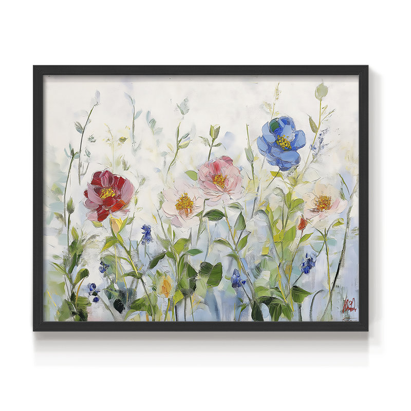 Floral Series-XXX -Framed Print - Restickable, H 11 po x l 14 po, Noir, noir, noir, noir