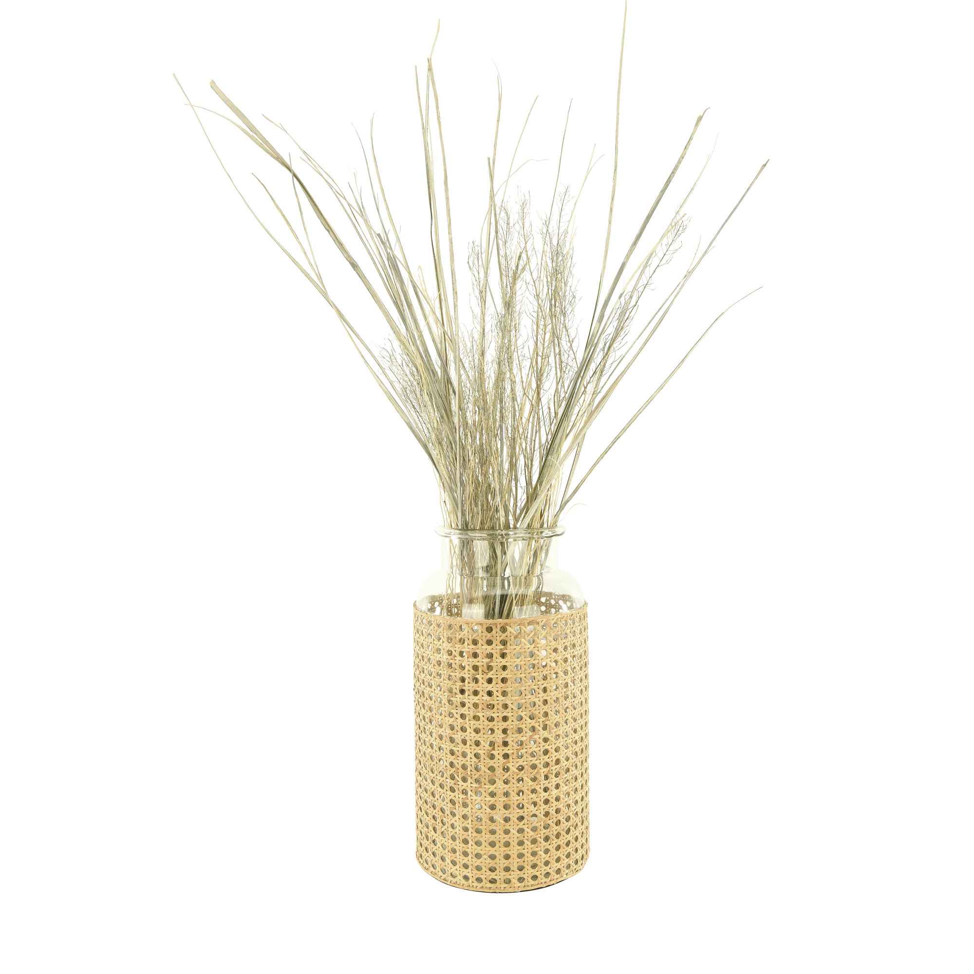 Renaldi Glass Table Vase, Beige, 14.5" H x 6.75" W x 6.75" D