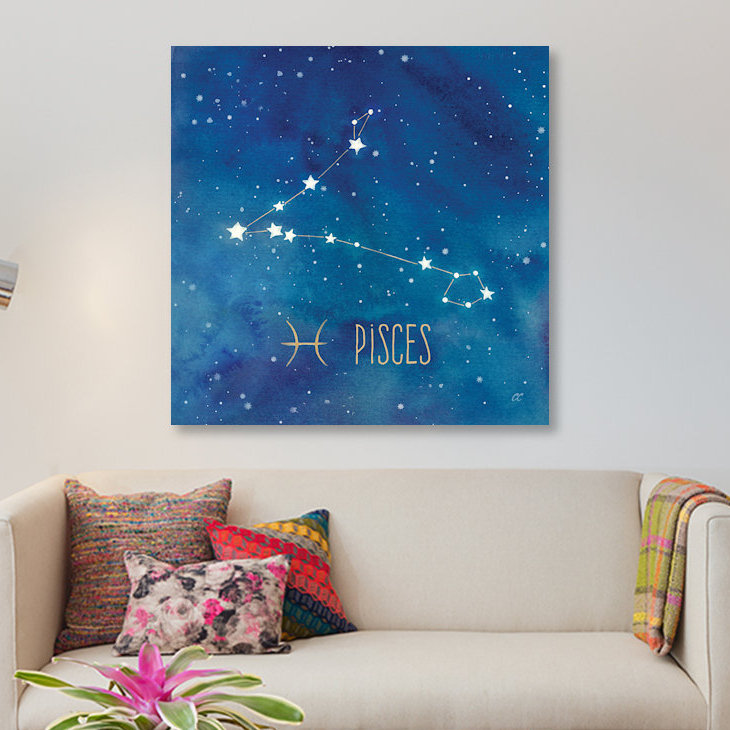 «Star Sign Pisces», impression sur toile, H 12 po x l 12 po x P 1,5 po, Toile tendue