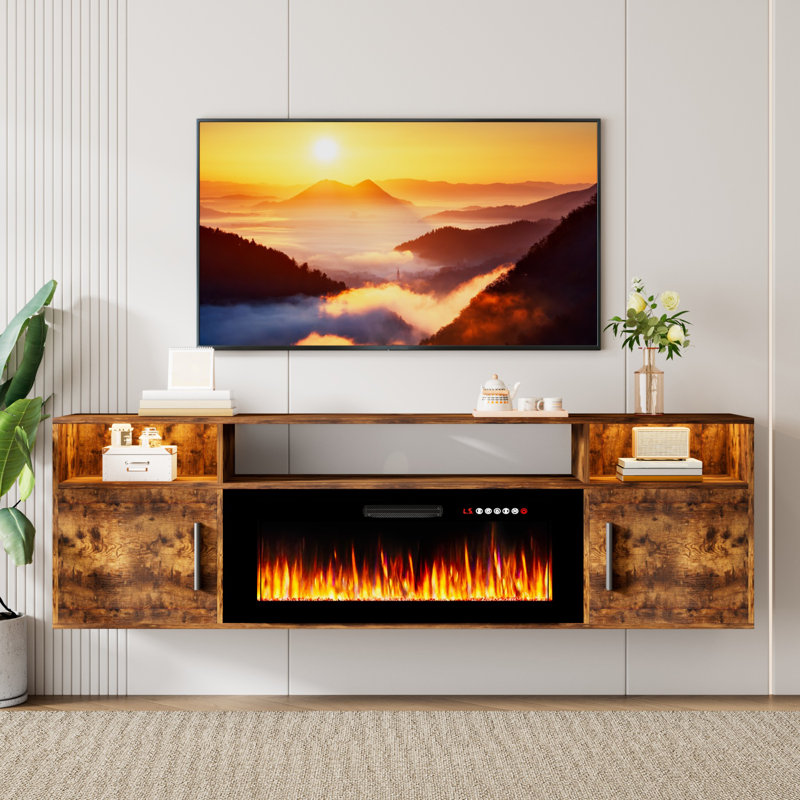 Meuble télé avec foyer électrique 36 po Alazik, Brun