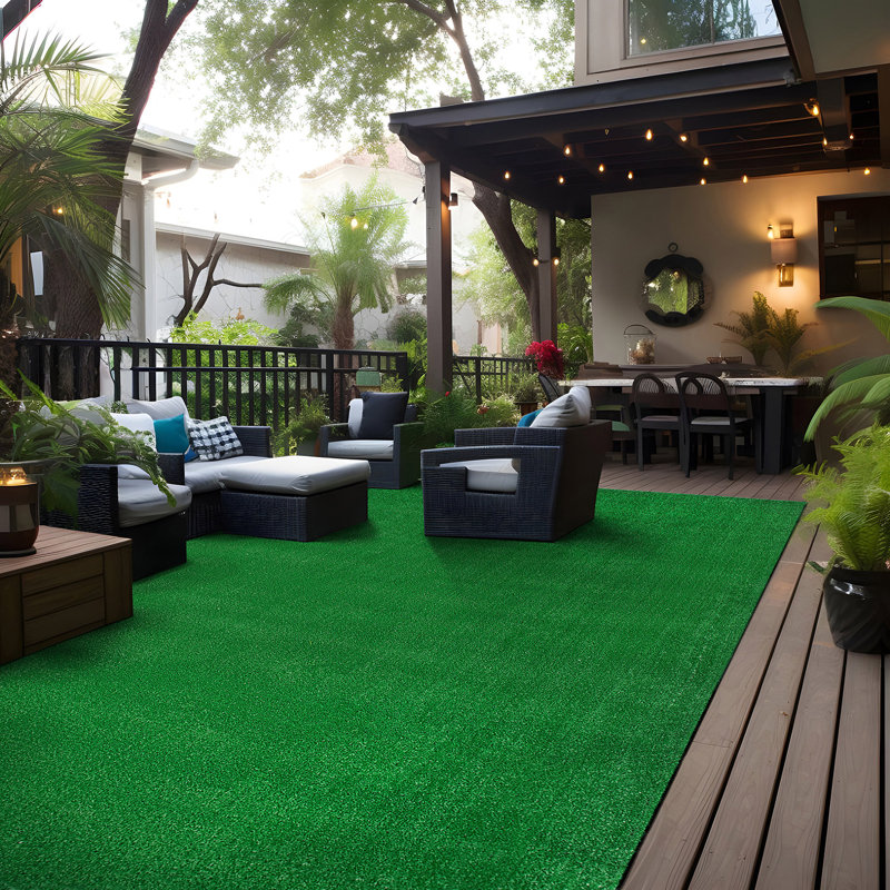 Artificial Turf Solid Grass Indoor Outdoor Area Rug, Rectangle 6'6" x 9'