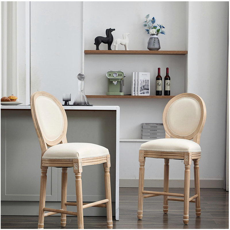Ensemble de 2 tabourets de bar en bois massif avec tabourets en bois