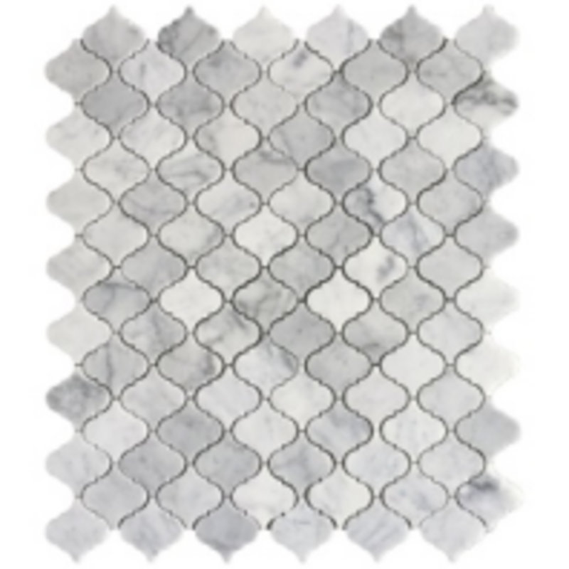 12” x 12” Carrara White Lantern Mosaic Marble Tile Sheets Polished for Wall and Floor