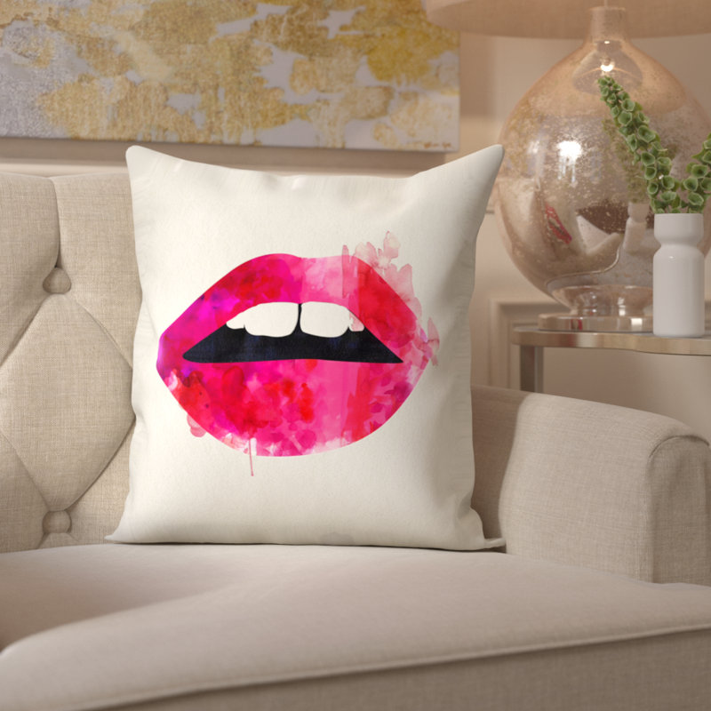 Oliver Gal Home Lola's Lips Throw Pillow