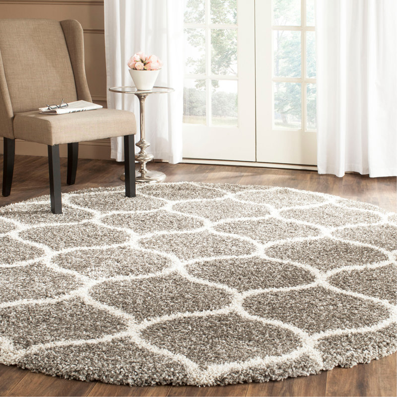 Darrold Shag Performance Geometric Rug, Round 5'3"