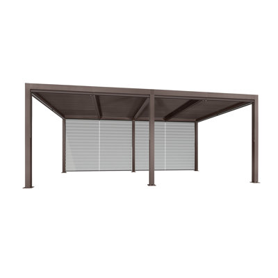 Purple Leaf Louvered Pergola Accessories Pull Down Roller Shade Privacy Shade Sun White Side Shade, Bronze Frame. Pergola Not Included