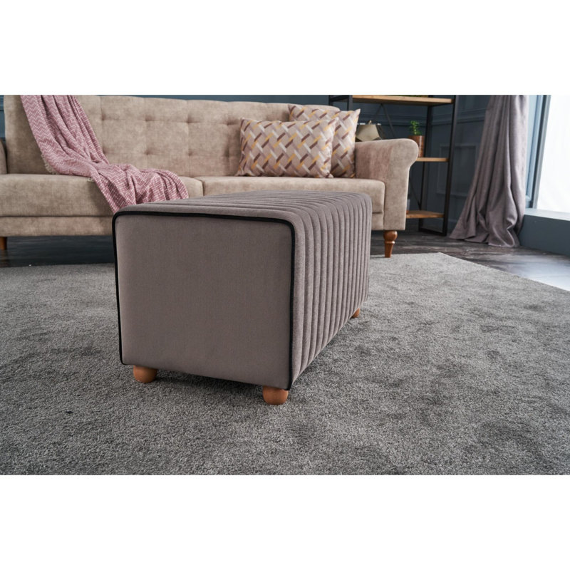 Teksas Laylanii Upholstered Ottoman Rectangular Pouf, Mint