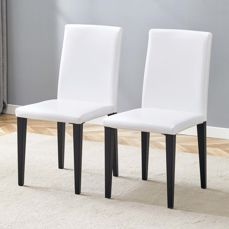 Chaises de salle à manger en lin, 2, Noir, Blanc