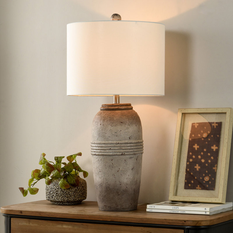 Iaria - Poly Resin Table Lamp Shade, Oatmeal, Bronzecotta