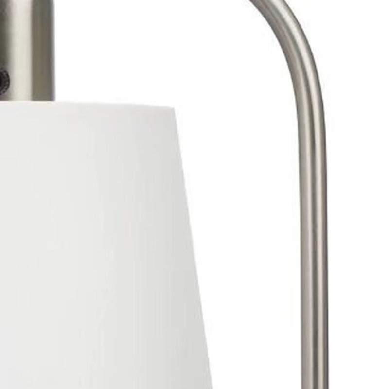 20" Nickel Round USB Bedside Lamp With Empire Shade