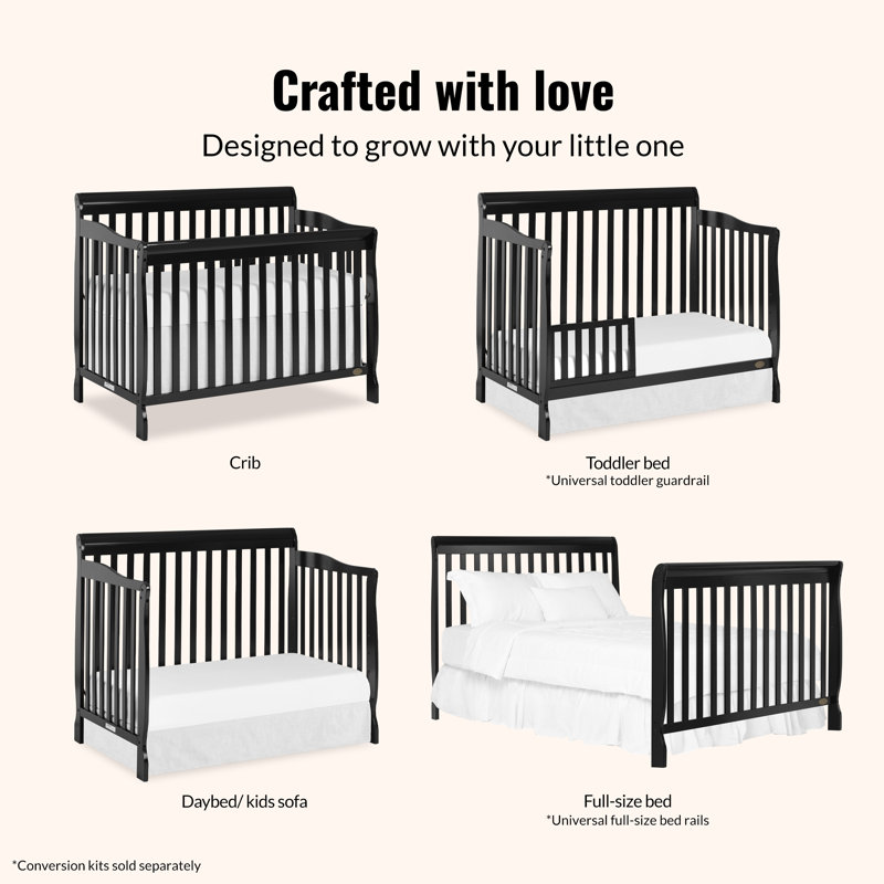 Lit de bébé convertible 5-en-1 Ashton, Noir