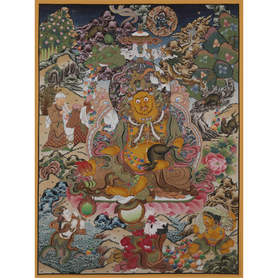Kubera - The Tibetan Buddhist God (Brocadeless Thangka) | Pure 24 Carat Gold With Acrylic Paint