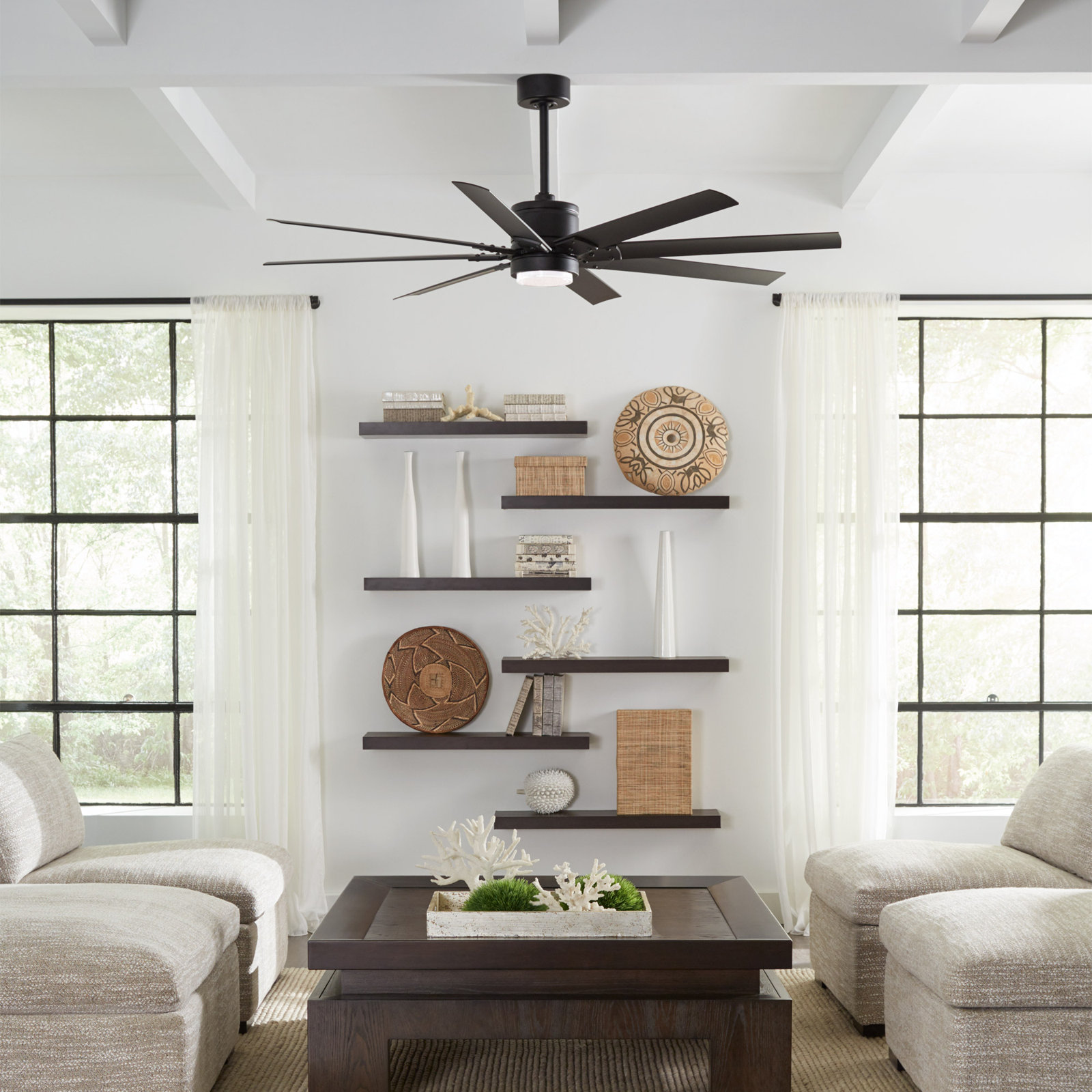 Renegade 66" Smart Ceiling Fan with LED Light Kit, 52", Matte Black, 3500K