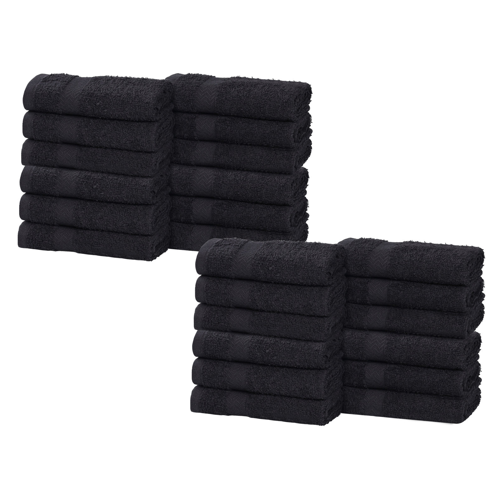 Franklin Cotton Lightweight Quick-Drying Face Towel Washcloth, Black, 24 Pieces Towel Set