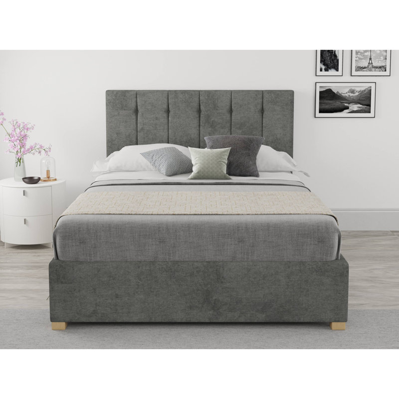 Hutridge Upholstered Ottoman Storage Bed, Double (4'6), Granite