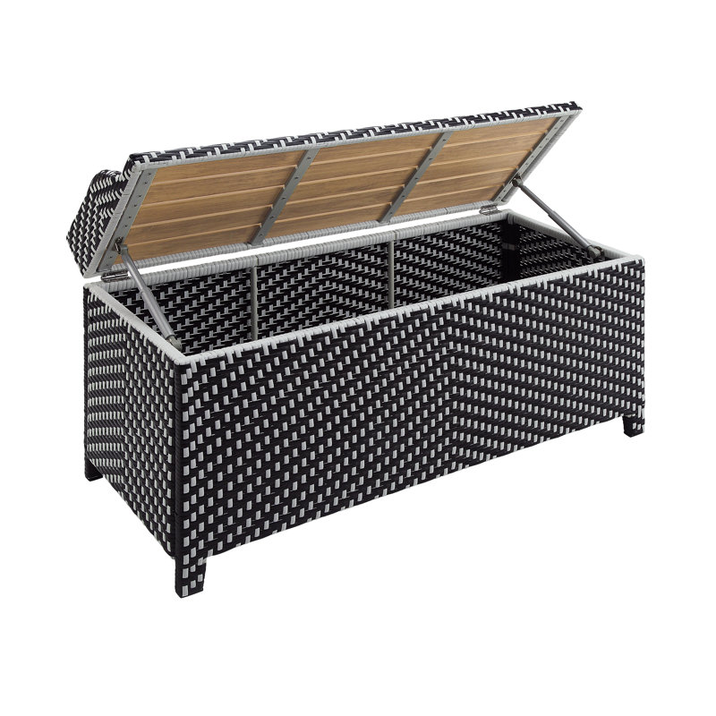 Banc de rangement en osier Angelah Tides, Noir