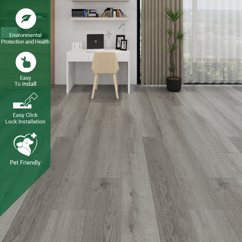 9 In. X 62.6 In. 30Mil 8Mm Waterproof SPC Rigid Core Luxury Vinyl Plank Flooring, Sharp Shadow