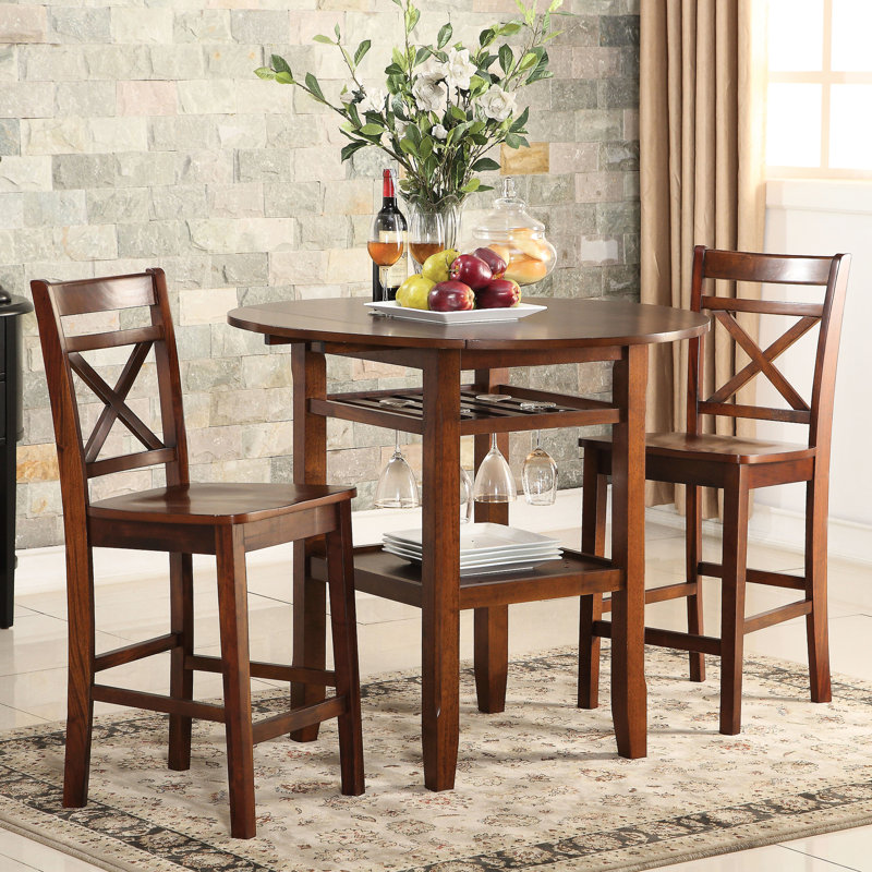 2 pièces chaises de hauteur comptoir en cerisier avec une charmante finition de 2 - Elegant &